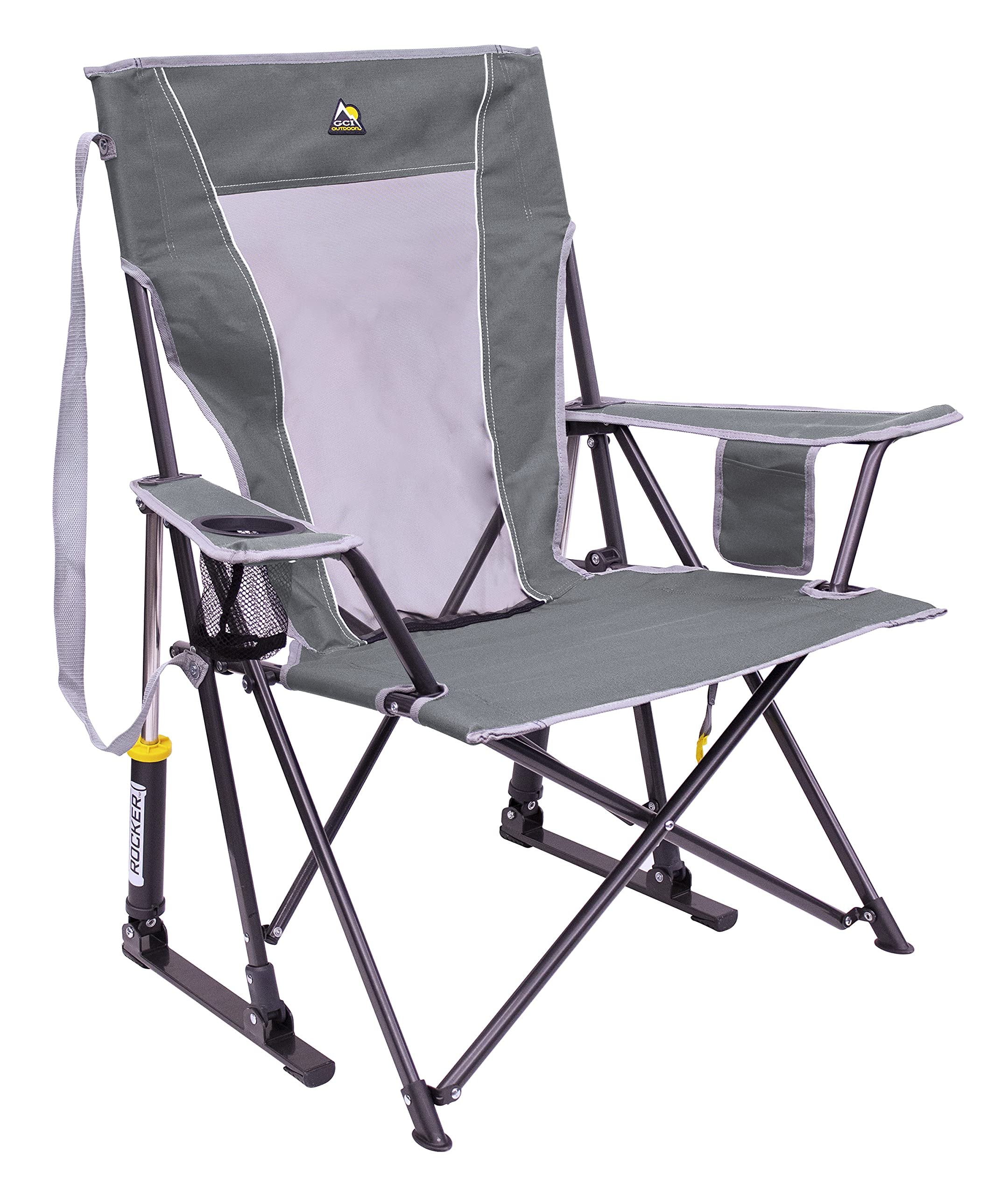 Mercury Gray Foldable Rocking Camp Chair with Mesh Backrest