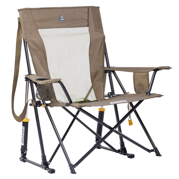 GCI Outdoor Comfort Pro Rocker XL Oversized Rocking Camping Chair, Heathered Aged Fatigue