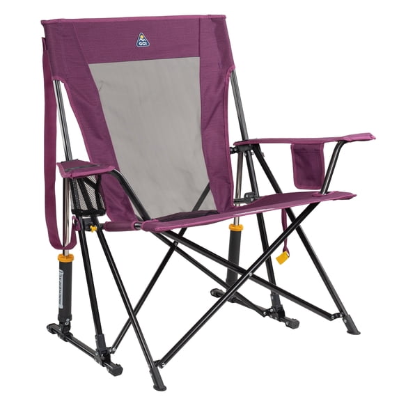 GCI Outdoor Comfort Pro Rocker XL Oversized Rocking Camping Chair, Heathered Berry