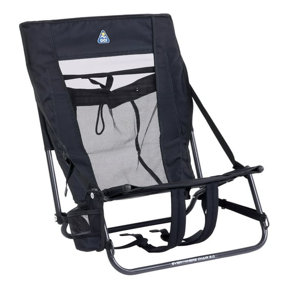 GCI Outdoor Everywhere Chair 2 Lightweight Low Profile Adjustable Seat, Dark Charcoal