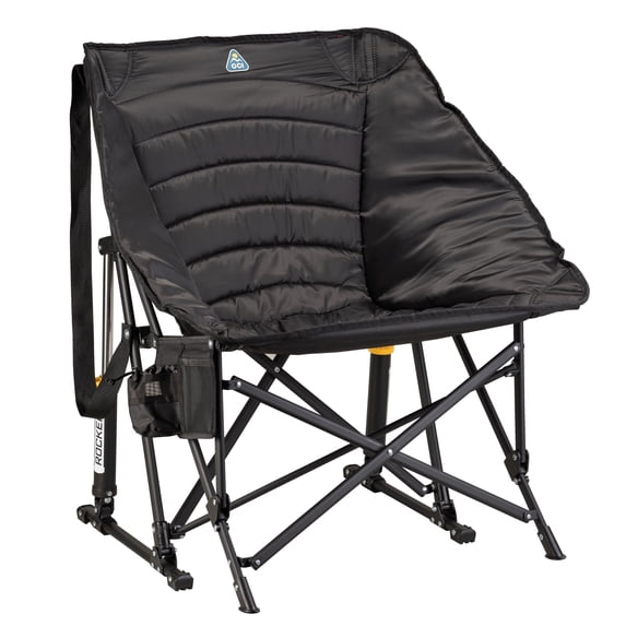GCI Outdoor Puff Rocker Insulated Rocking Camping Chair with Cup and Phone Holder, Black