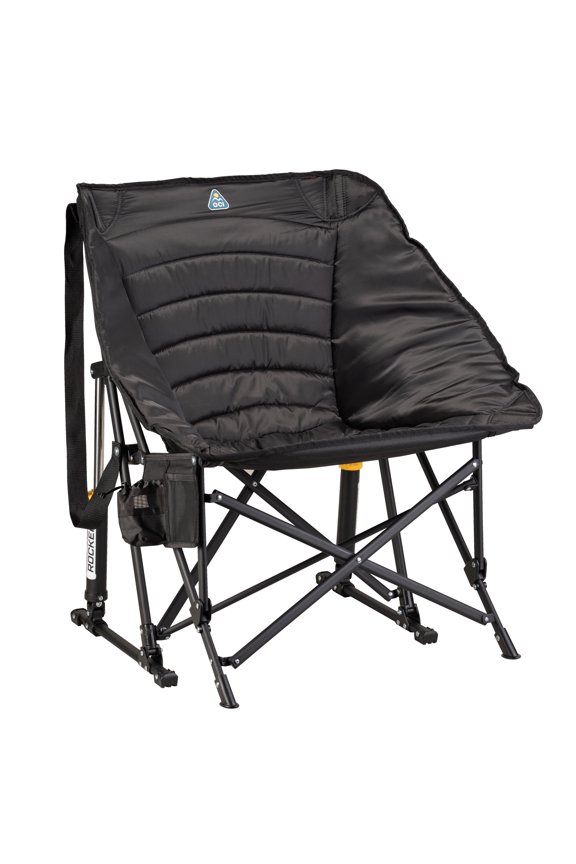 Puff Rocker Insulated Rocking Camping Chair with Cup and Phone Holder, Black