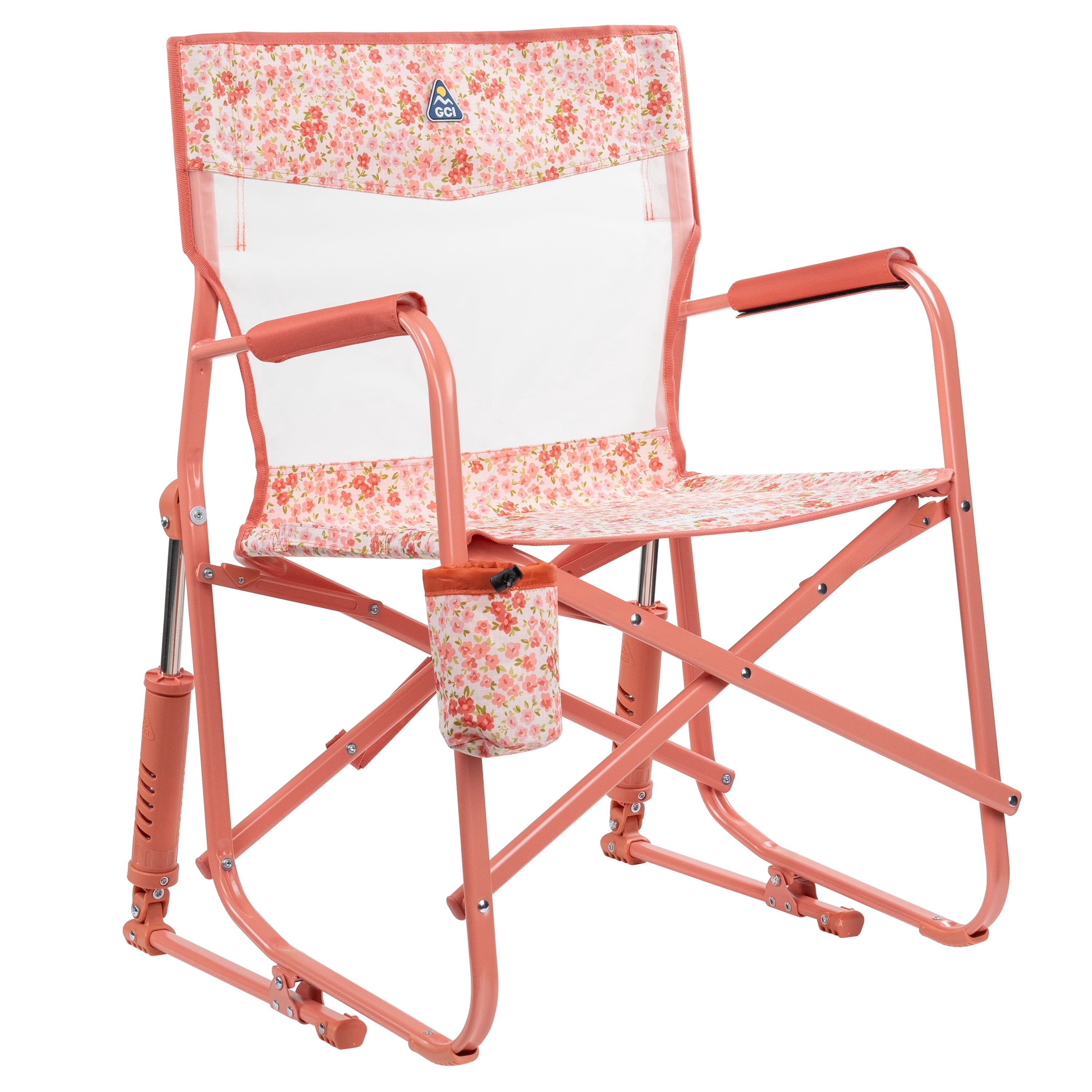 GCI Outdoor Freestyle Rocker Elite Folding Rocking Camping Chair, Pink Sundress