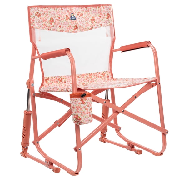 GCI Outdoor Freestyle Rocker Elite Folding Rocking Camping Chair, Pink Sundress