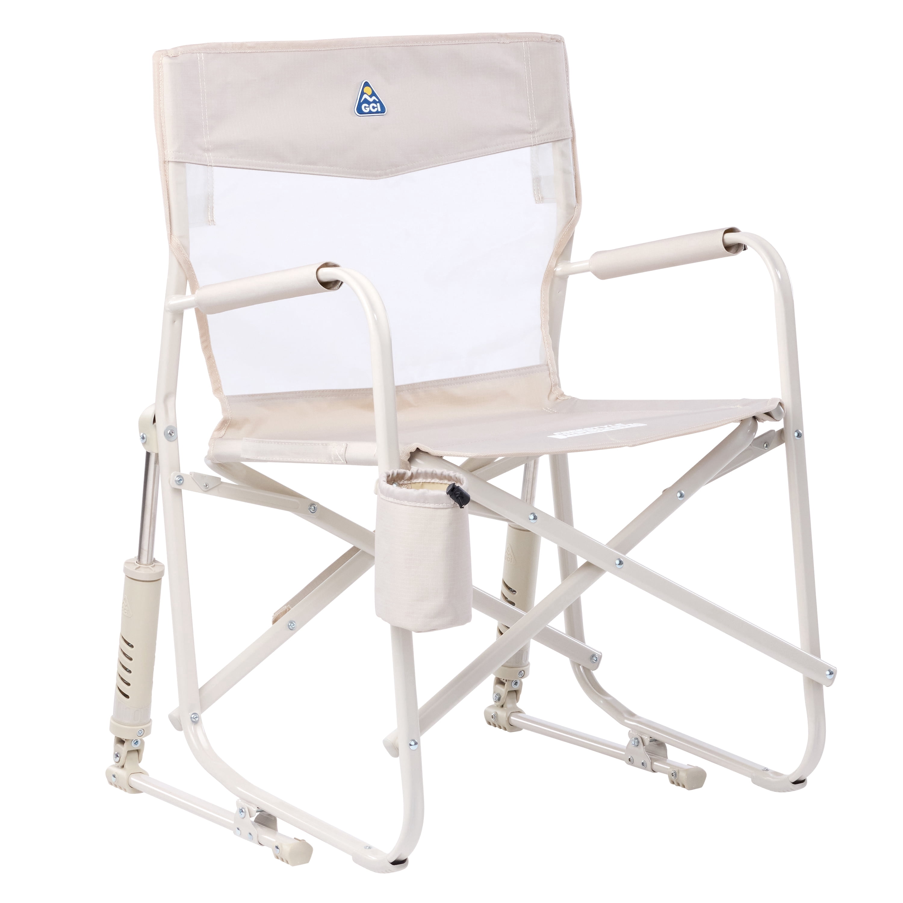 GCI Outdoor Freestyle Rocker Elite Folding Rocking Camping Chair, Soft Neutral