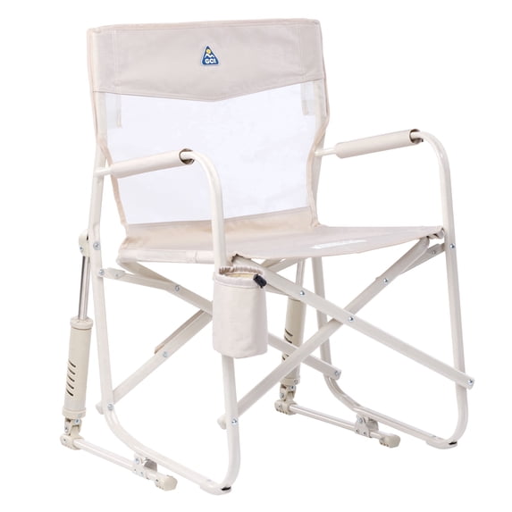 GCI Outdoor Freestyle Rocker Elite Folding Rocking Camping Chair with Cup Holder, Soft Neutral