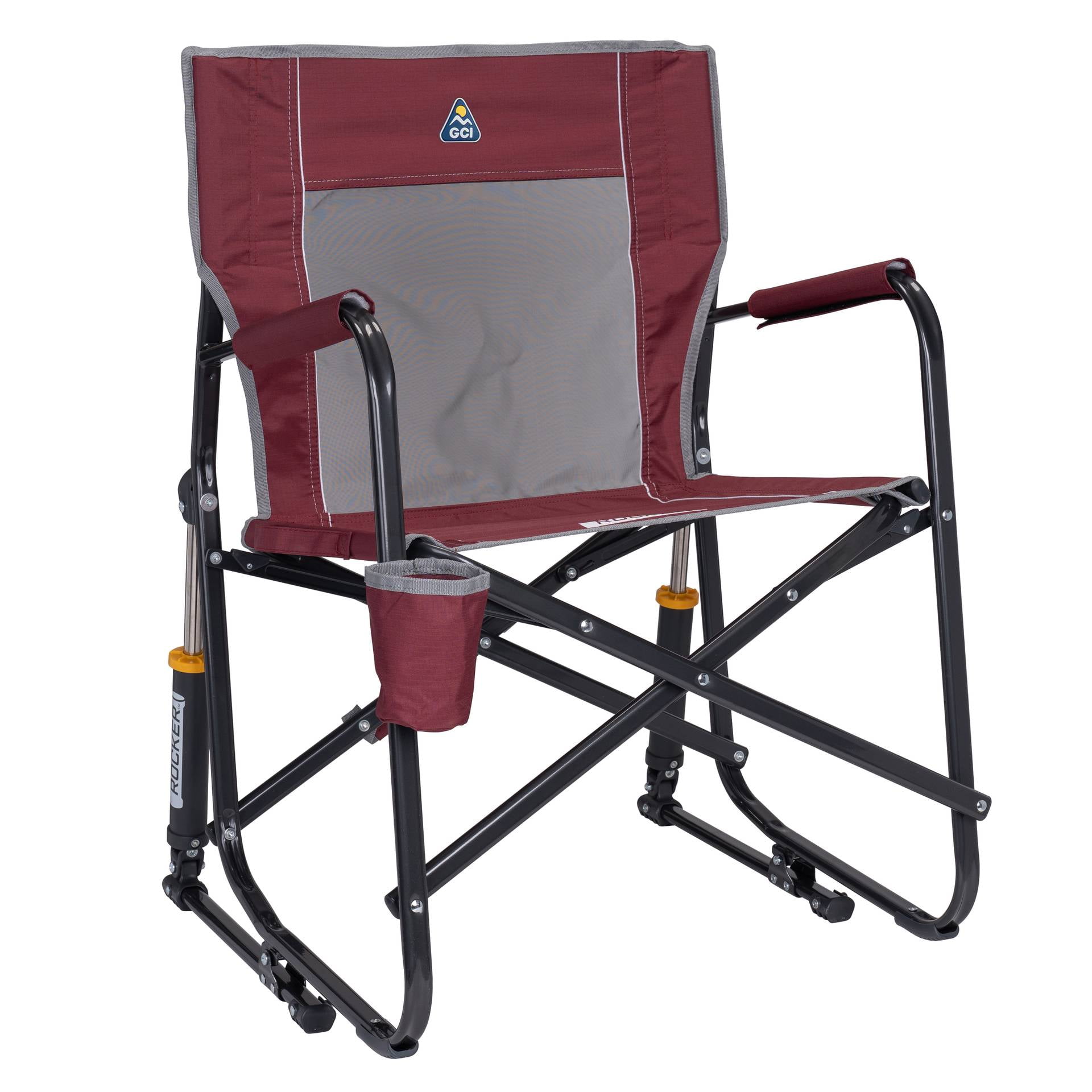 GCI Outdoor Freestyle Rocker Portable Folding Adult Camp Chair, Maroon