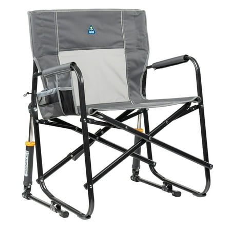 GCI Outdoor Freestyle Rocker XL Oversized Foldable Rocking Camp Chair, Pewter