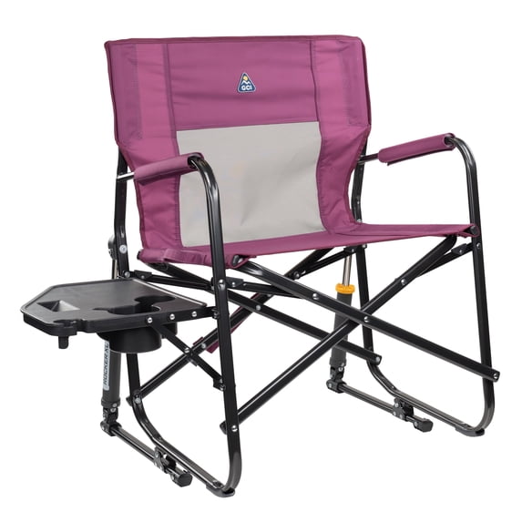 GCI Outdoor Freestyle Rocker XL with Side Table Oversized Rocking Camping Chair, Berry