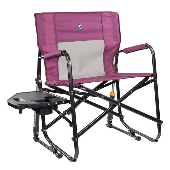 GCI Outdoor Freestyle Rocker XL with Side Table Oversized Rocking Camping Chair, Berry