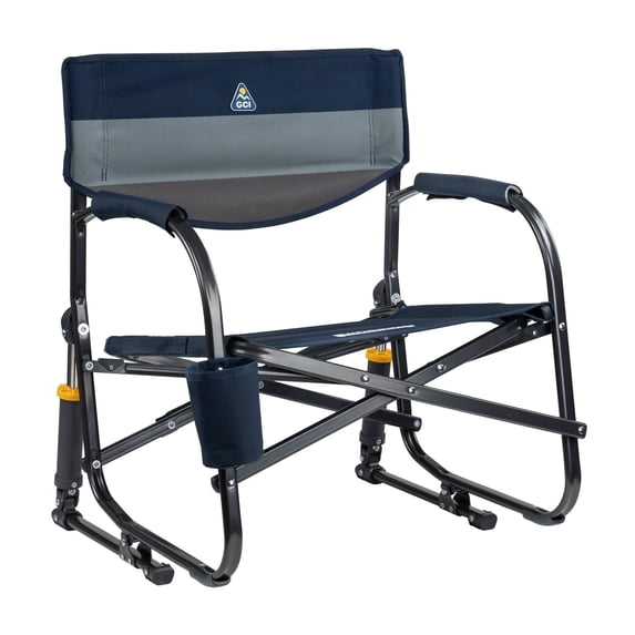GCI Outdoor Grab & Go Rocker Low Profile Rocking Camping Chair with Cup Holder, Indigo Colorblock