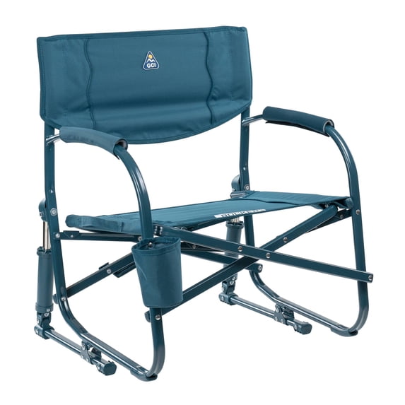 GCI Outdoor Grab & Go Rocker Low Profile Rocking Camping Chair with Cup Holder, Teal