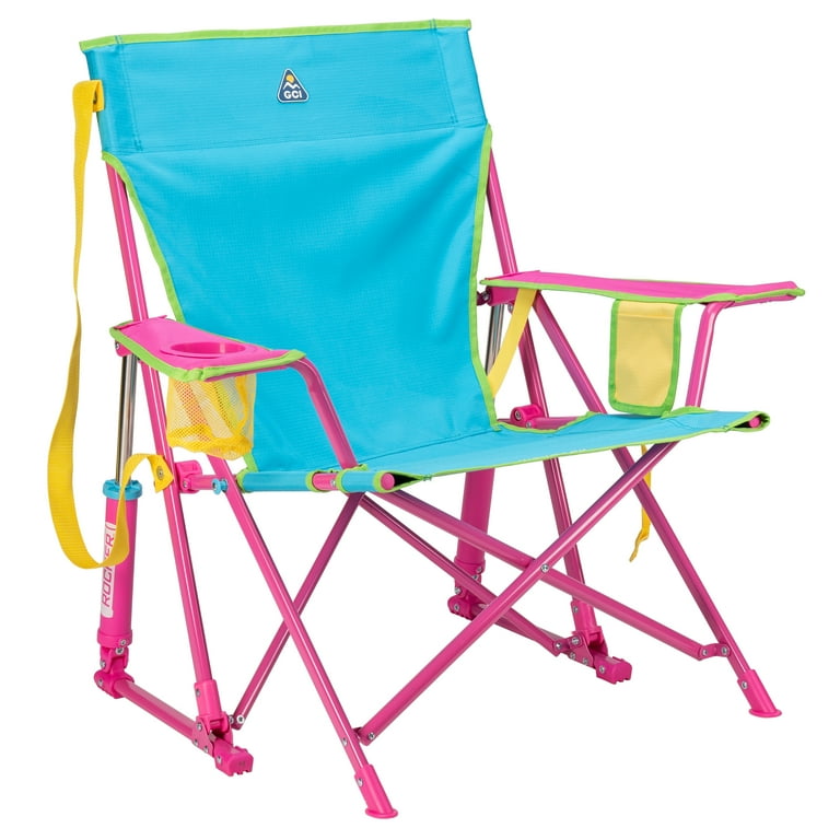 GCI Outdoor Kickback Rocker Foldable Rocking Camp Chair, Blue