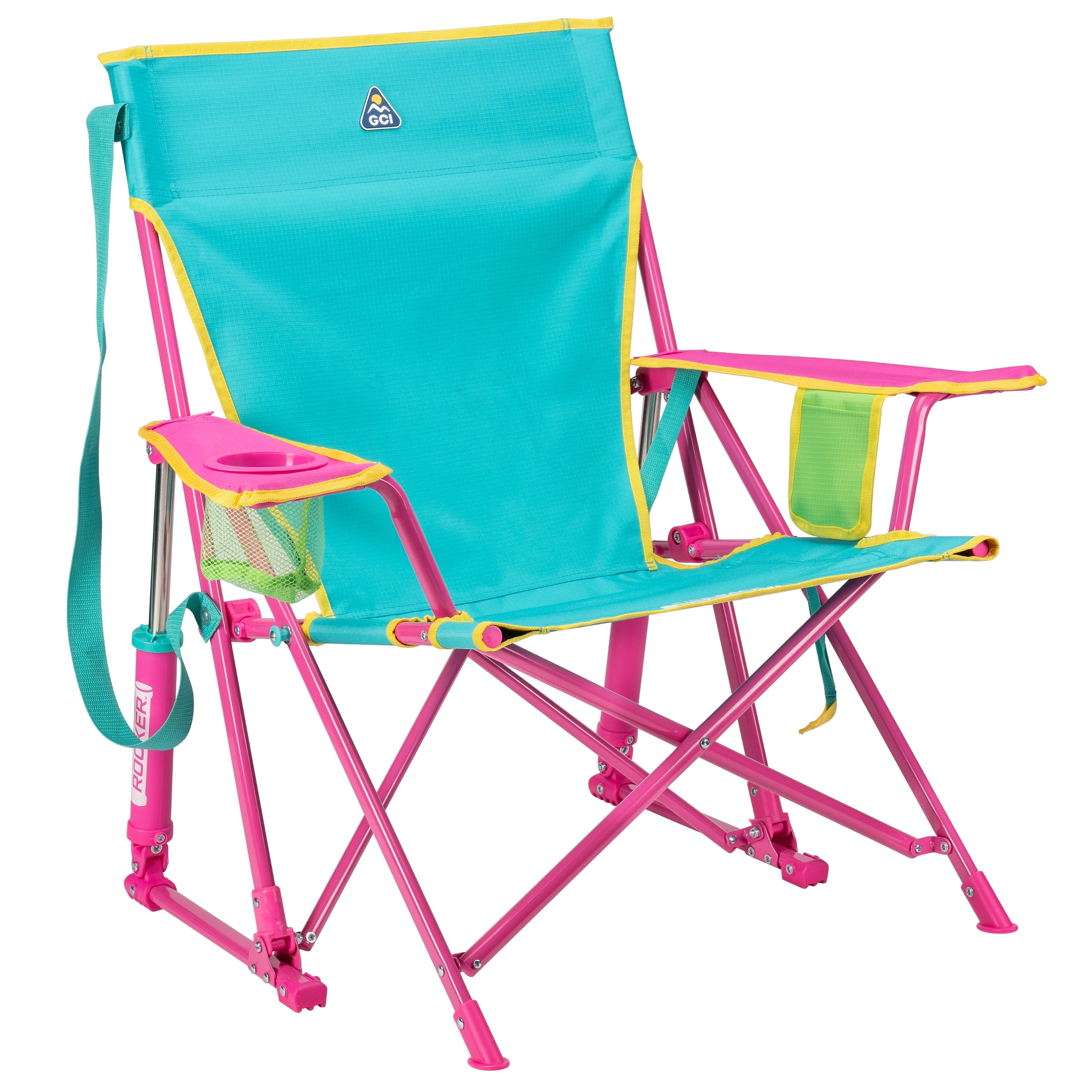 GCI Outdoor Kickback Rocker Foldable Rocking Camp Chair, Green Retro