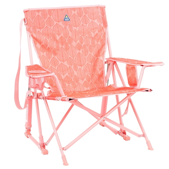 GCI Outdoor Kickback Rocker Low Profile Rocking Camp Chair, Soft Pink Leaf