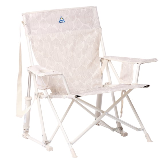 GCI Outdoor Kickback Rocker Low Profile Rocking Camp Chair, Soft Neutral Leaf