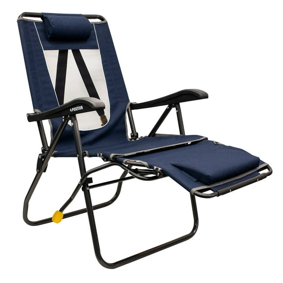 GCI Outdoor Legz Up Lounger Adjustable Folding Recliner Camp Chair, Heathered Indigo