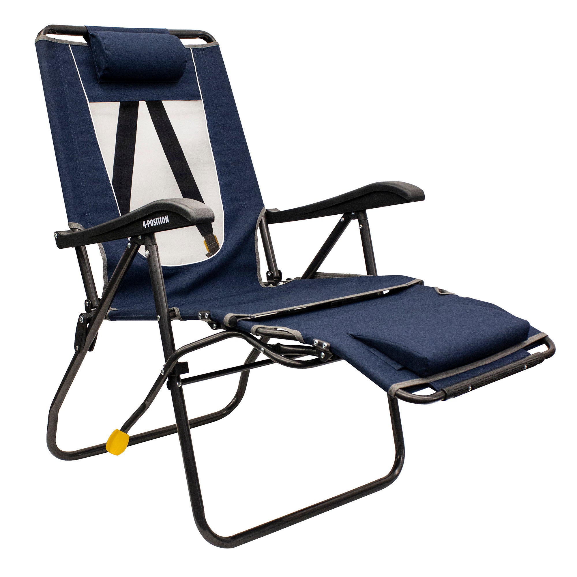 GCI Outdoor Legz Up Lounger Adjustable Folding Recliner Camp Chair Heathered Indigo Walmart