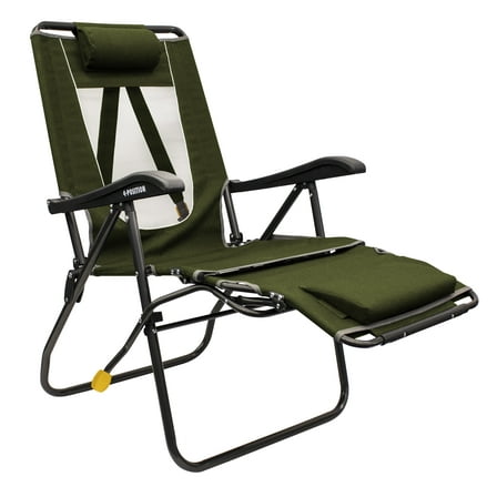 GCI Outdoor Legz Up Lounger Adjustable Folding Recliner Camp Chair, Heathered Loden