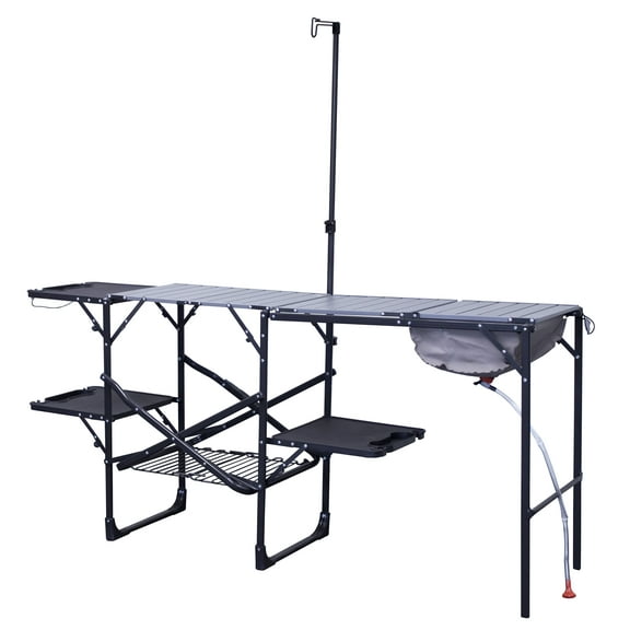 GCI Outdoor Master Cook Station Portable Folding Camp Kitchen With Shelves and Storage Racks