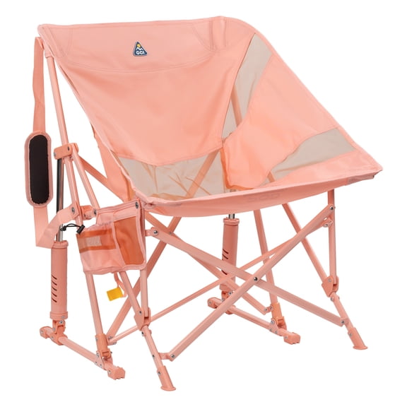 GCI Outdoor Pod Rocker Elite Folding Rocking Camping Chair, Soft Pink