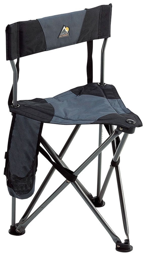 Black Powder-Coated Steel Camping Chair with Padded Backrest