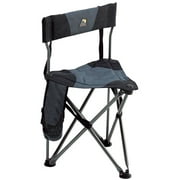 GCI Outdoor Quik-E-Seat Compact Lightweight Folding Stool with Back Support, Black