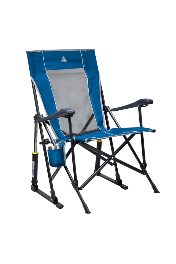 RoadTrip Rocker Folding Rocking Camping Chair with Solid Armrests, Blue