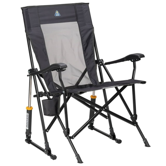 GCI Outdoor RoadTrip Rocker Foldable Rocking Camp Chair, Dark Charcoal