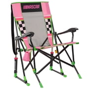 GCI Outdoor RoadTrip Rocker Folding Rocking Camping Chair with Solid Armrests, Nascar Pink