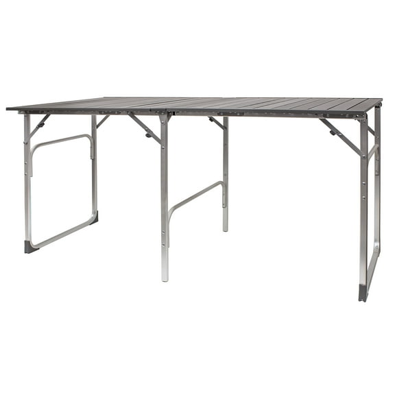 GCI Outdoor Slim-Fold Table, Portable Folding Camp Table with Aluminum Top, Lightweight Compact Outdoor Dining & Cooking Station