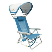 GCI Outdoor SunShade Backpack Beach Compact Reclining Low Profile Chair, Saybrook Blue