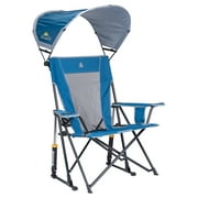 GCI Outdoor SunShade Rocker Foldable Rocking Camp Chair with Shade Canopy, Neptune Blue