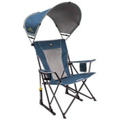 GCI Outdoor SunShade Rocker Foldable Rocking Camp Chair with Shade Canopy, Neptune Blue