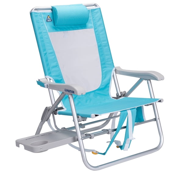 GCI Outdoor Big Surf with Slide Table Lightweight Low Profile Reclining Beach Chair, Seafoam