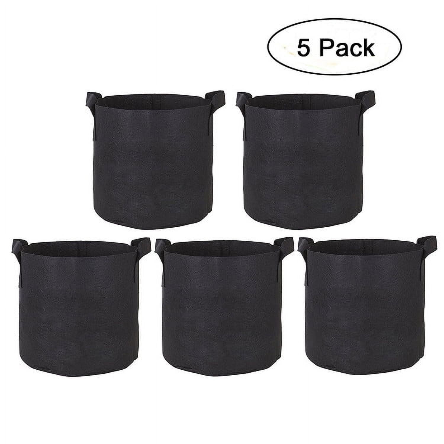 Darware Grow Bags (Set of 4, Black & White Boho); Fabric Planter Bags in Geometric Design Tall 3 Gallon
