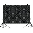 thumbnail image 1 of GCKG 7x5ft Dark Balck World Design Skull With Lacy Pattern Polyester Photography Backdrop Studio Photo Props Background, 1 of 3