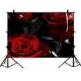 thumbnail image 1 of GCKG 7x5ft Fire Red Rose And Black Leaves Polyester Photography Backdrop Studio Photo Props Background, 1 of 3