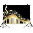 thumbnail image 1 of GCKG 7x5ft Musical Notes With Piano Polyester Photography Backdrop Studio Photo Props Background, 1 of 3