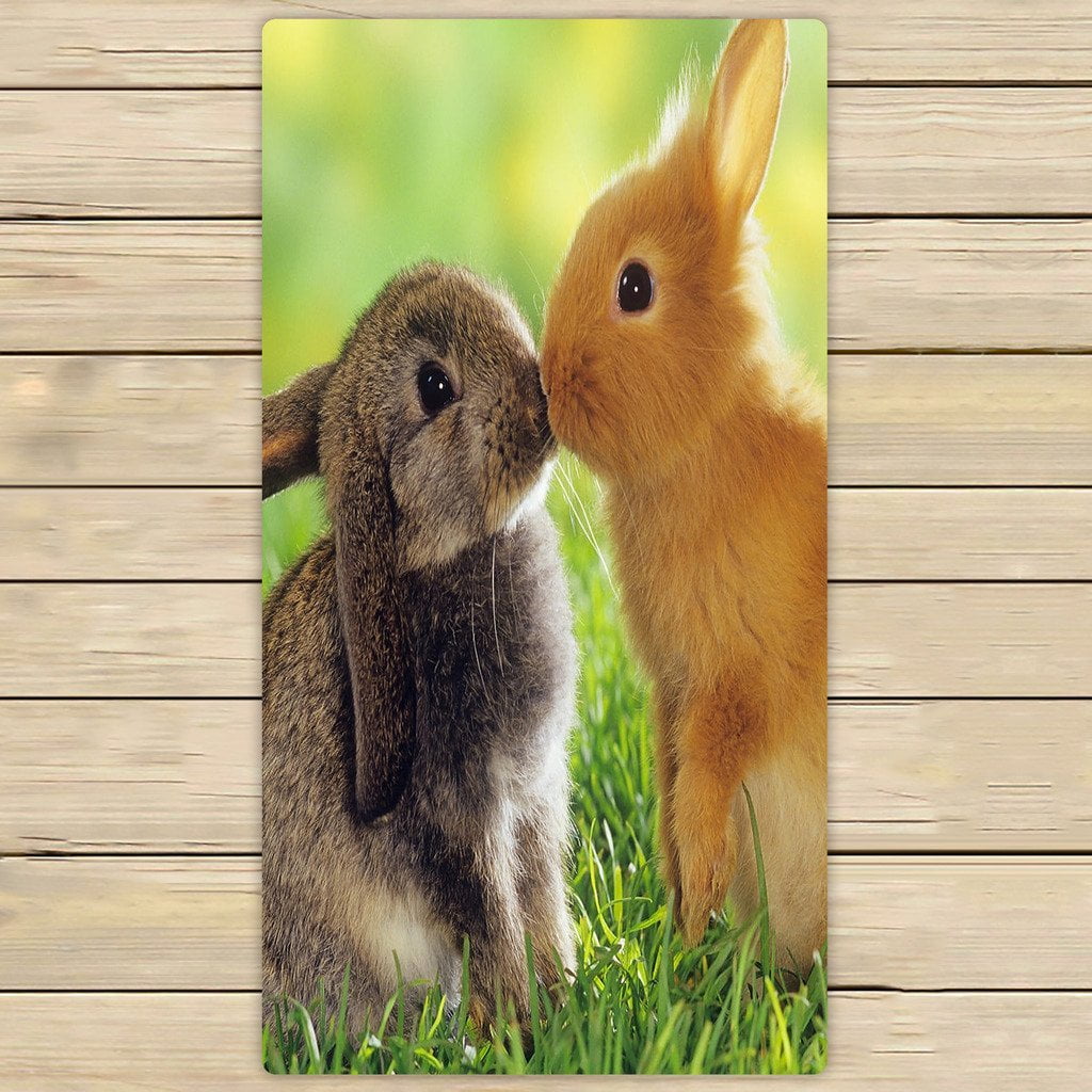 GCKG A pair of cute fluffy bunny Rabbits Towels,Beach Bath Pool Sprot