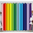thumbnail image 1 of GCKG Abstract Colorful Rainbow Stripes Window Curtain Kitchen Curtain Window Drapes Panel for Living Room Bedroom Size 52(W) x 84(H) inches (Two Piece), 1 of 4