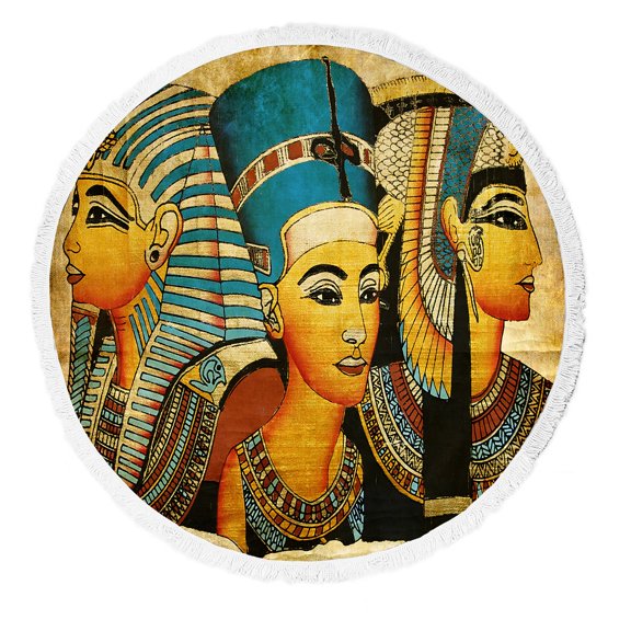GCKG African Design Beach Towel, Ancient Egyptian Parchment Artwork Beach Towel Beach Blanket with Tassels Beach Throw Towel Yoga Mat Picnic Blanket
