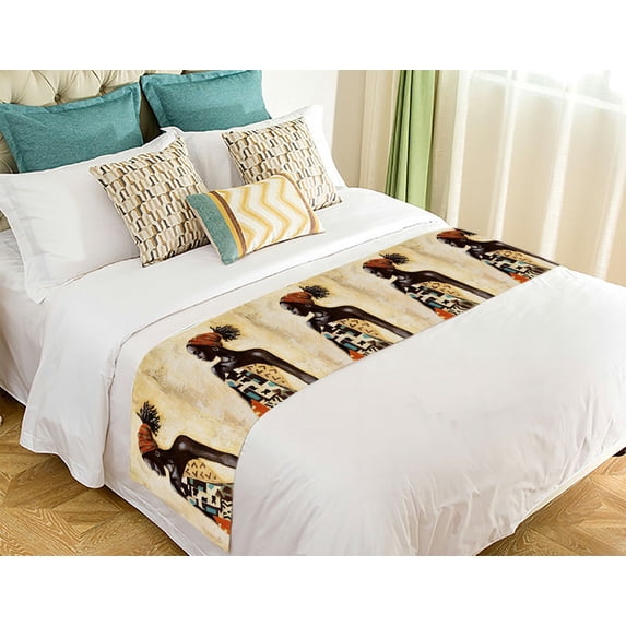 GCKG African Woman Bed Runner Bedding Scarf Size 20x95 inches