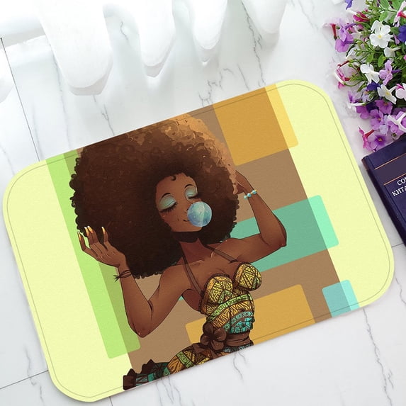 GCKG African Woman Non-Slip Doormat Indoor/Outdoor/Bathroom Doormat 23.6 x 15.7 Inches