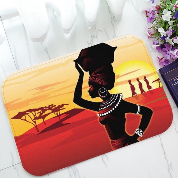 GCKG African Woman Non-Slip Doormat Indoor/Outdoor/Bathroom Doormat 23.6 x 15.7 Inches