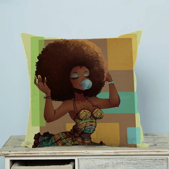 GCKG African Woman Pillow Case Pillow Cover Pillow Protector Two Sides 20 x 20 Inches