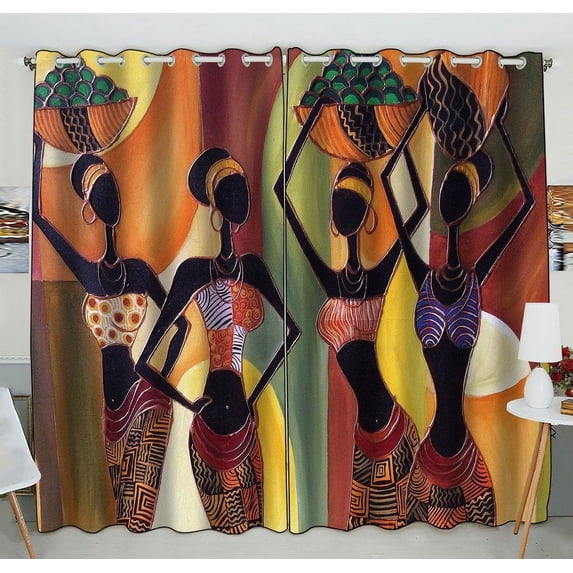 GCKG Afro American Women Blackout Curtains Window treatment Panel Drapes 52(W) x 84(H) inches (Two Piece)