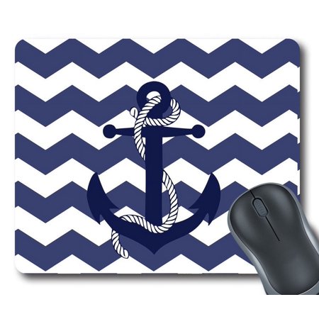 GCKG Amazing Chevron Anchor With Navy Blue Chevron Mouse Pad Personalized Unique Rectangle Gaming Mousepad 9.84"(L) x 7.87"(W)