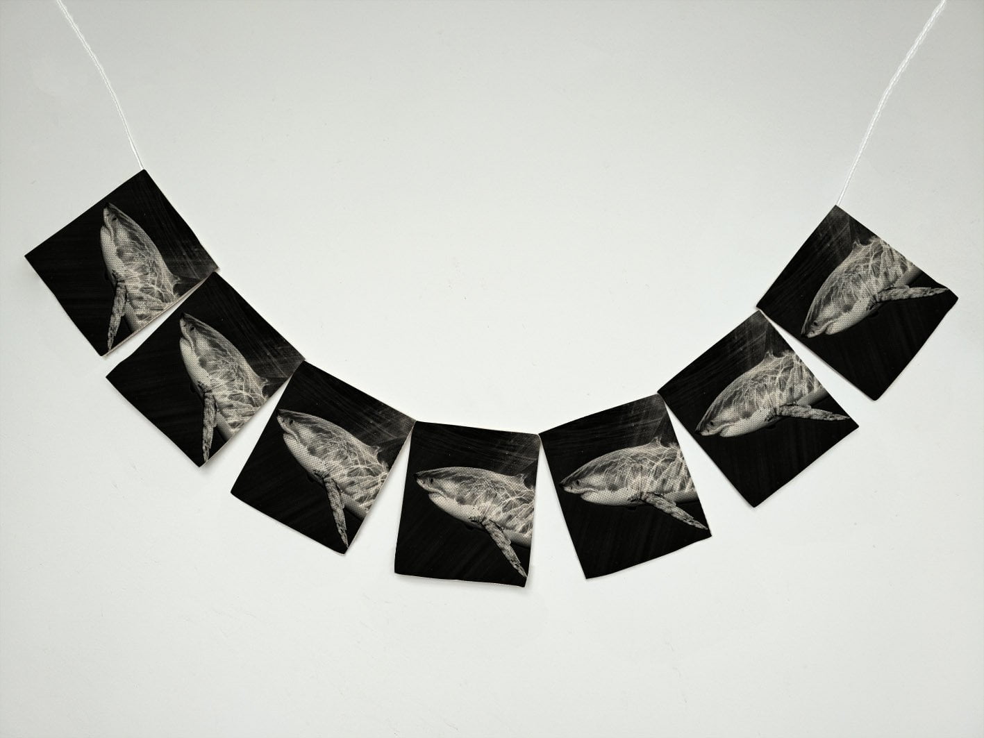 GCKG Animal Great White Shark while Coming to You Banner Bunting Garland Flag Sign for Home Family Party Decoration