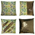 thumbnail image 1 of GCKG Animal Pillowcase, Cute Dinosaurs Pattern Reversible Mermaid Sequin Pillow Case Home Decor Cushion Cover 16x16 inches, 1 of 3